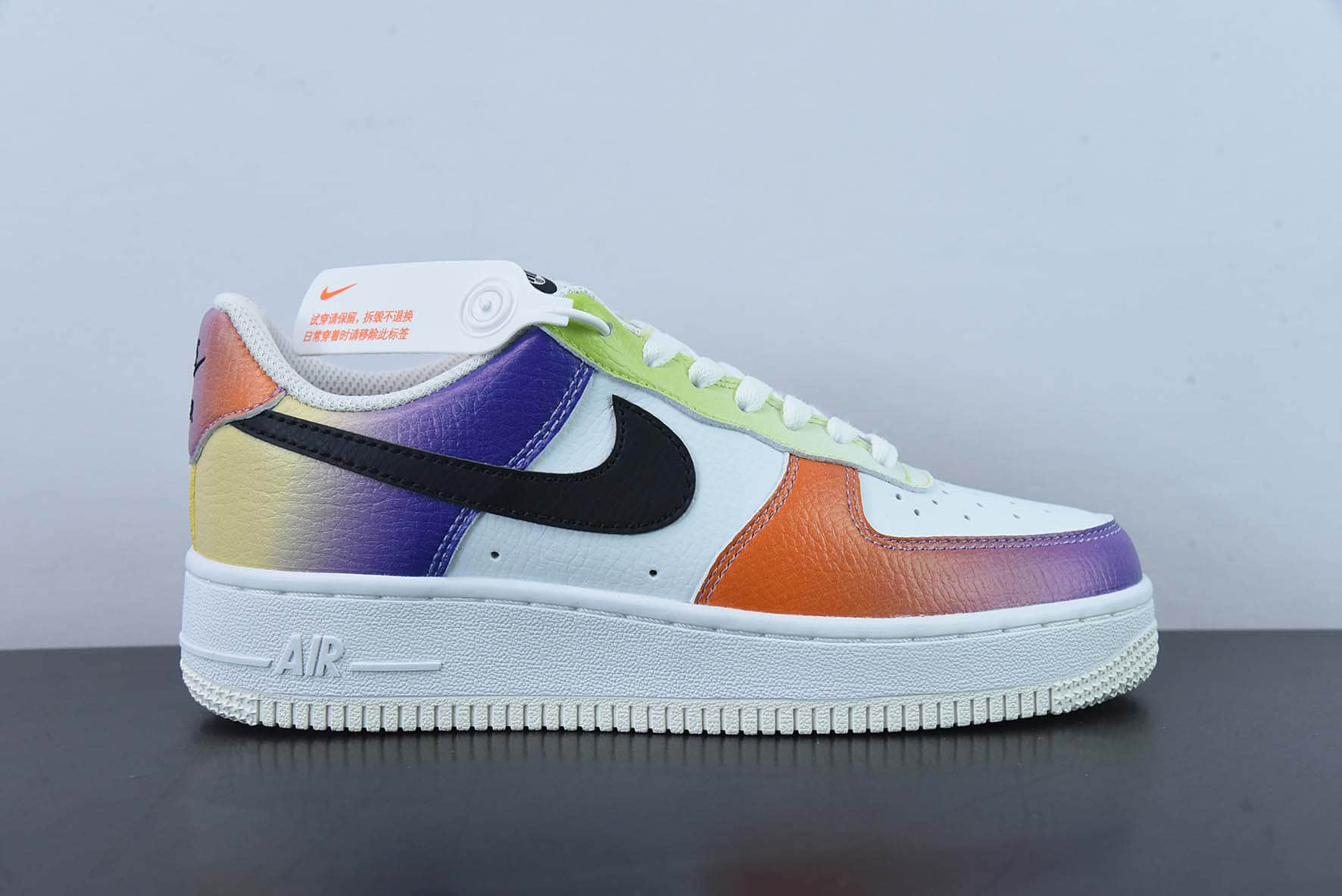 耐克Nike Air Force 1 '07 LowWhiteBlack-Bright Maroon皮革白黑渐变扎染空军一号经典百搭休闲运动板鞋纯原版本 货号：FD0801-100