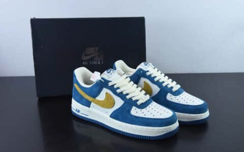 耐克Nike Air Force 1 Low 07 麂皮蓝黄空军一号低帮休闲板鞋纯原版本 货号：BQ8988-103