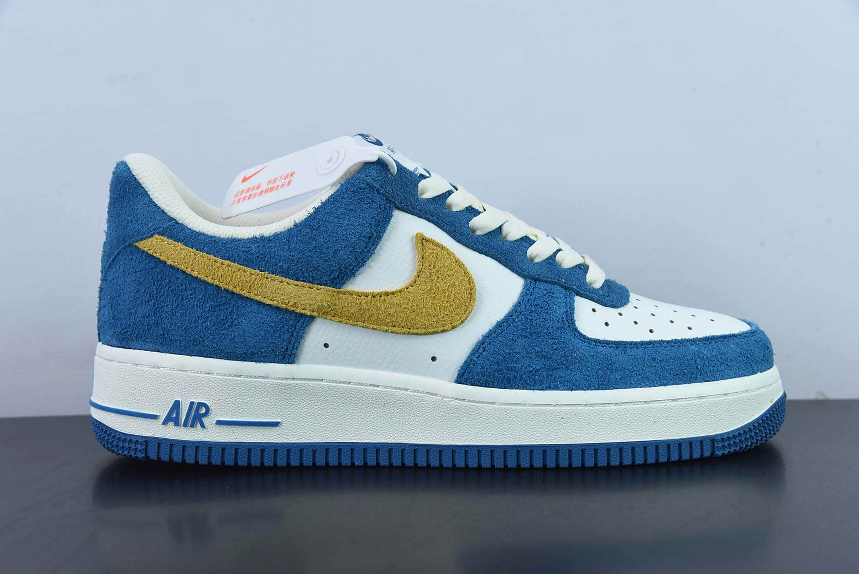 耐克Nike Air Force 1 Low 07 麂皮蓝黄空军一号低帮休闲板鞋纯原版本 货号：BQ8988-103