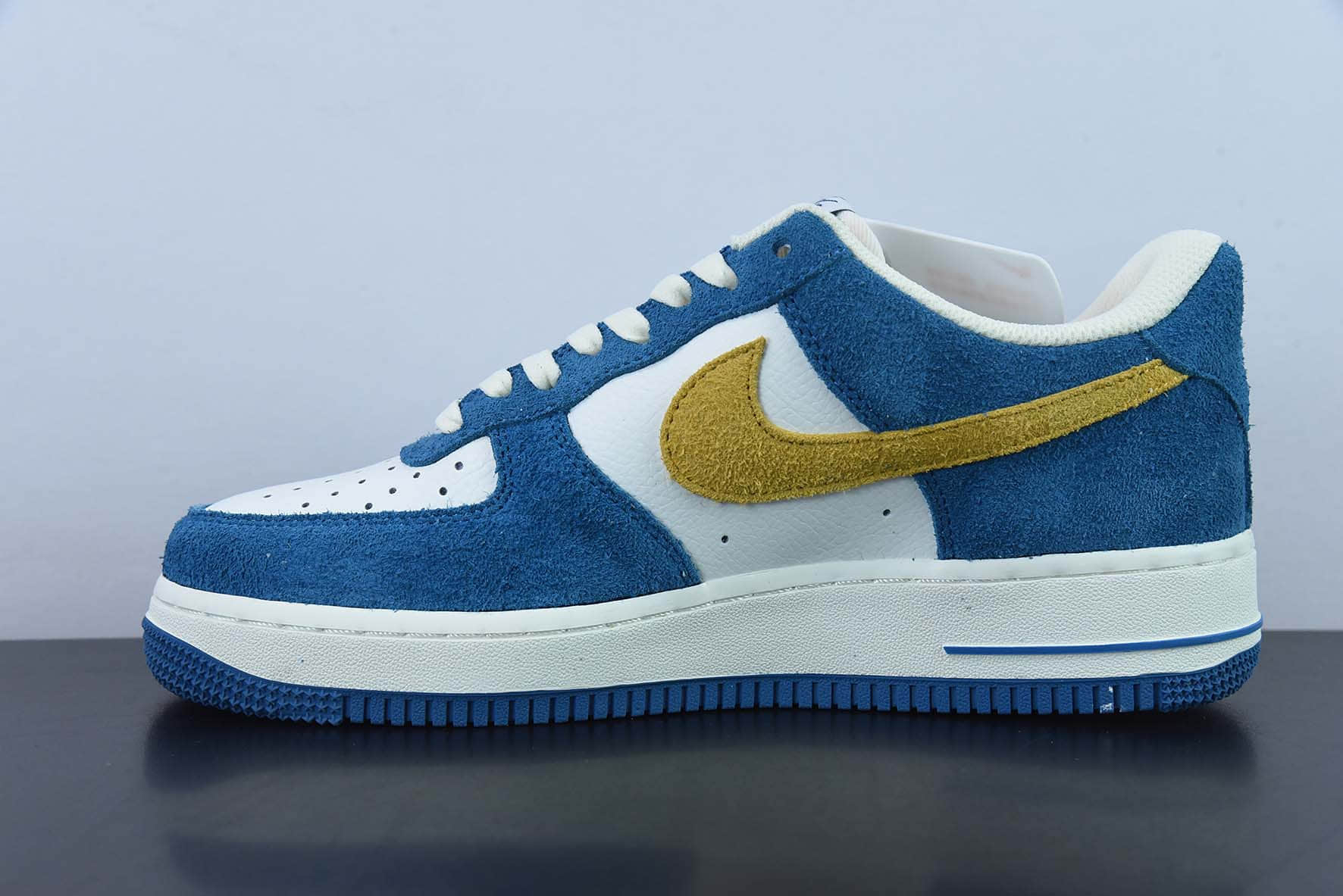 耐克Nike Air Force 1 Low 07 麂皮蓝黄空军一号低帮休闲板鞋纯原版本 货号：BQ8988-103