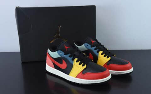 乔丹Air Jordan 1 Low Black Multi 黑黄红拼接低帮文化篮球鞋纯原版本 货号：DN3739-060