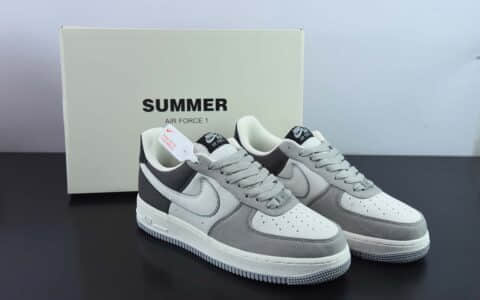耐克NIke Air Force 1 ’07 浅灰黑布面空军一号低帮休闲板鞋纯原版本 货号：DG2296-023