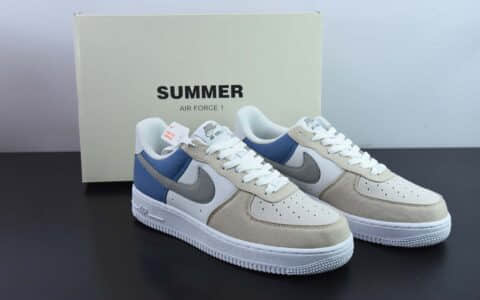 耐克NIke Air Force 1 ’07 灰蓝布面空军一号低帮休闲板鞋纯原版本 货号：DG2296-018