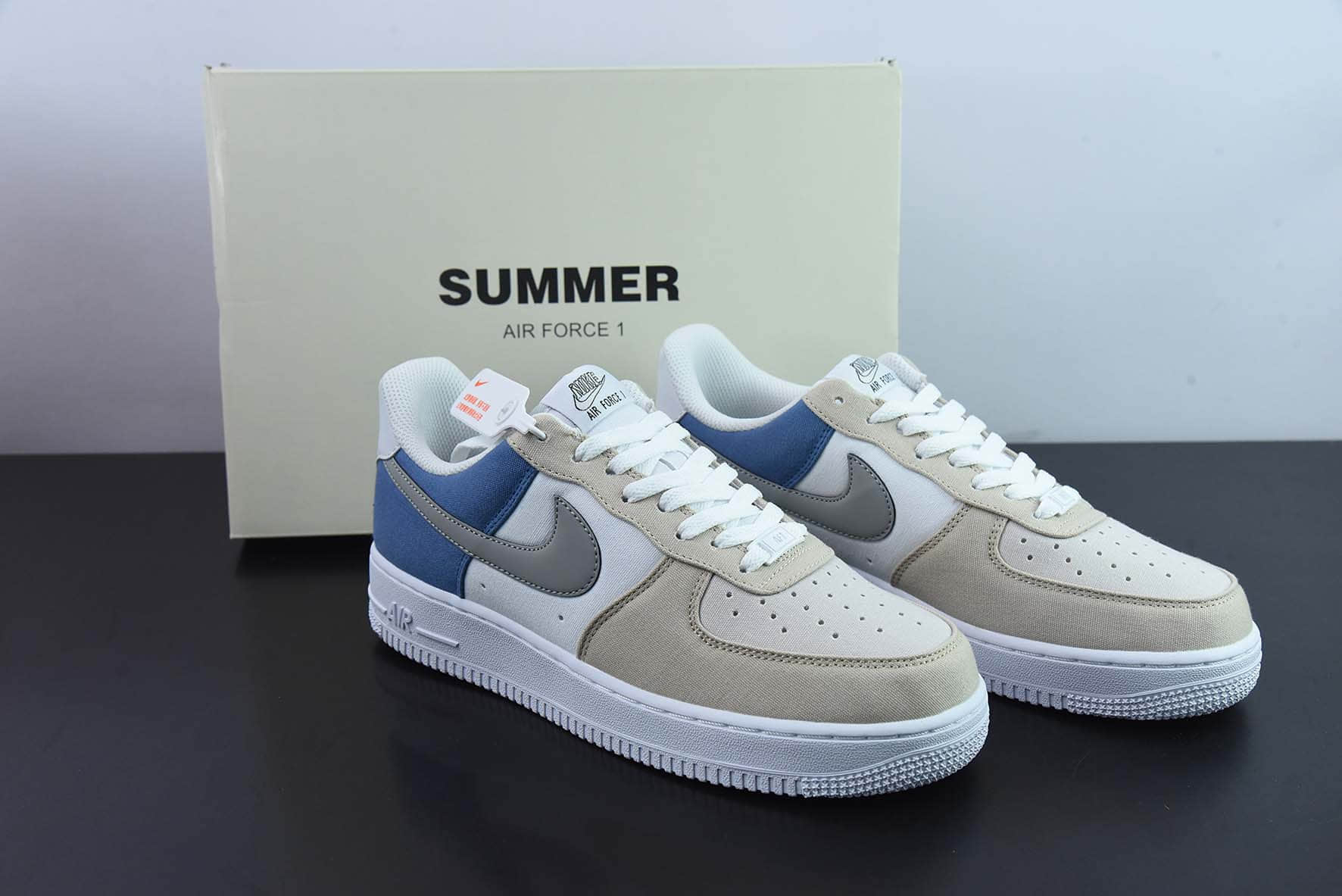 耐克NIke Air Force 1 '07 灰蓝布面空军一号低帮休闲板鞋纯原版本 货号：DG2296-018