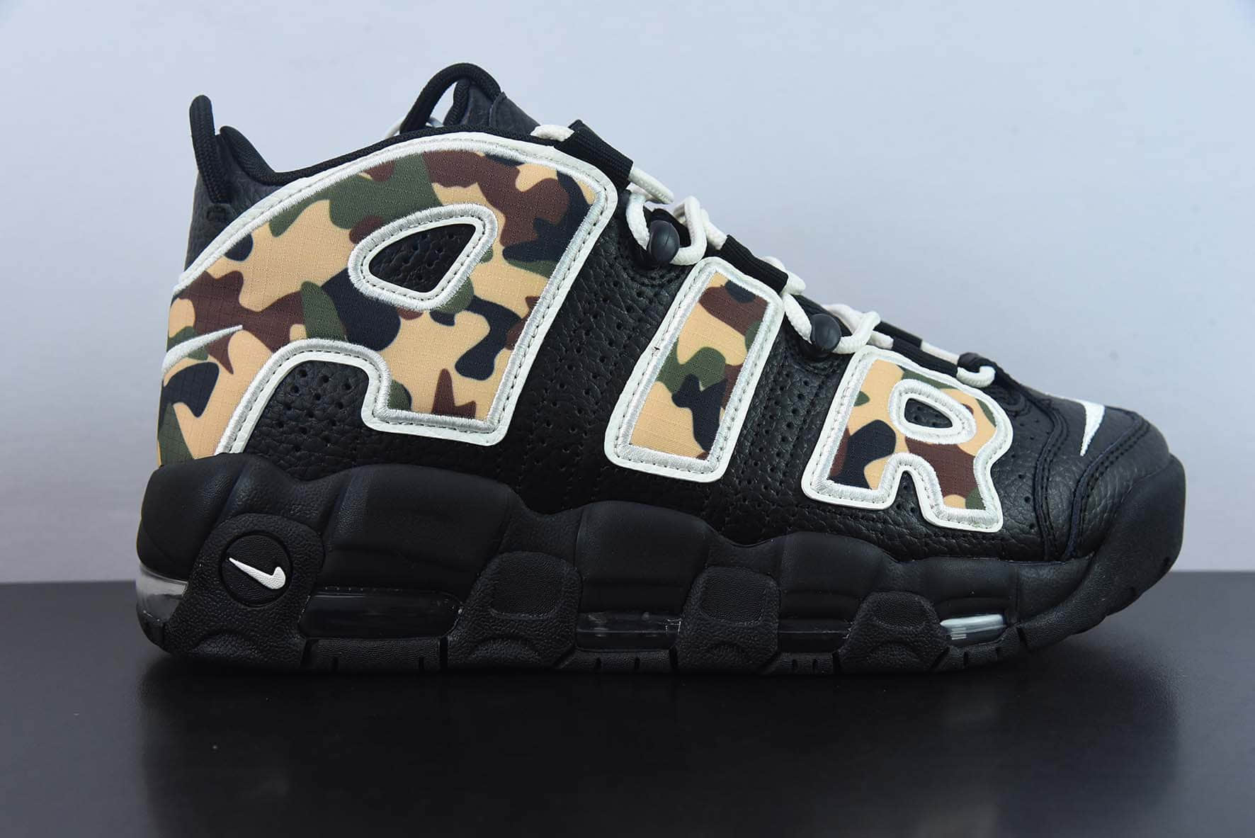 耐克Nike Air More Uptempo 大AIR皮蓬黑迷彩复古篮球鞋纯原版本 货号：CJ6122-001