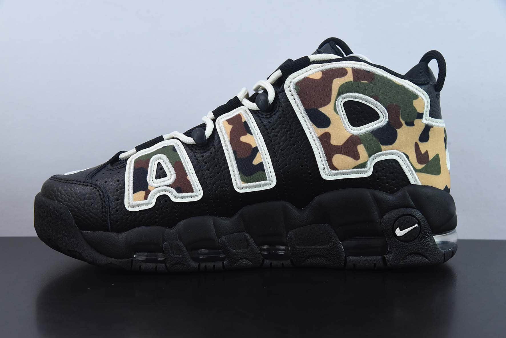 耐克Nike Air More Uptempo 大AIR皮蓬黑迷彩复古篮球鞋纯原版本 货号：CJ6122-001