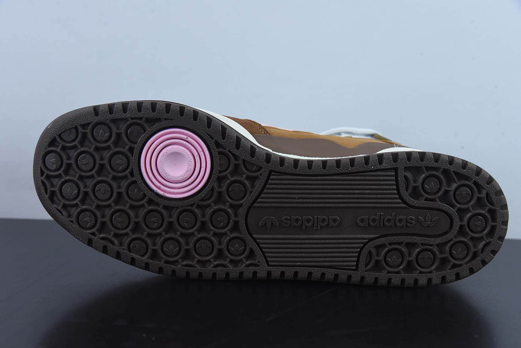 阿迪达斯Adidas Originals Forum 84 High 罗马系列皮革白棕粉魔术贴高帮复古系带百搭休闲运动板鞋纯原版本 货号：GY6802