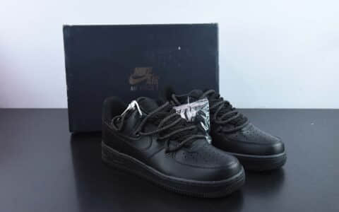 耐克Nike By You Air Force 1'07 Low Retro SP“全黑武士绑绳”空军一号低帮休闲板鞋纯原版本 货号：CV1724-001