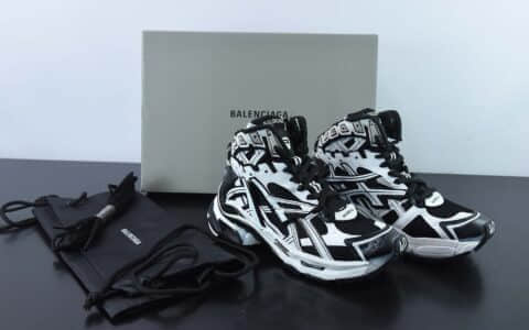 巴黎世家Balenciaga Runner Hightop 巴黎世家7.0黑白银高帮 22ss最新配色潮流复古老爹鞋纯原版本 货号：W3RH29010