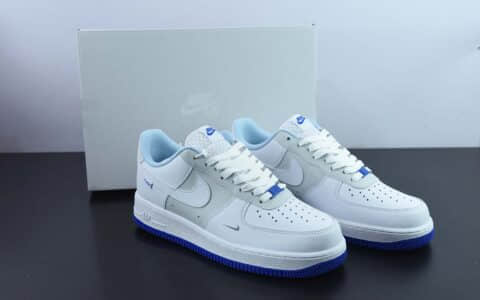 耐克Nike Air Force 1 AF1白灰蓝小迪奥空军一号低帮休闲板鞋纯原版本 货号：FB1844-111