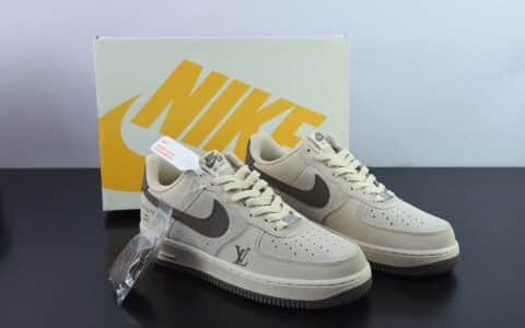 耐克NIke Air Force 1 AF1卡其棕 LV印花空军一号低帮休闲板鞋纯原版本 货号：BS6055-301