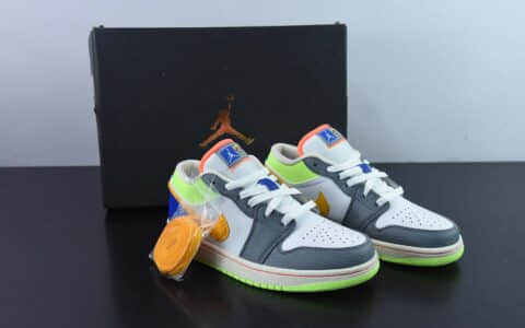 乔丹Air Jordan 1 Low AJ1 乔1漆皮白灰黄蓝拼色复古文化休闲运动板鞋纯原版本 货号：FB1835-181