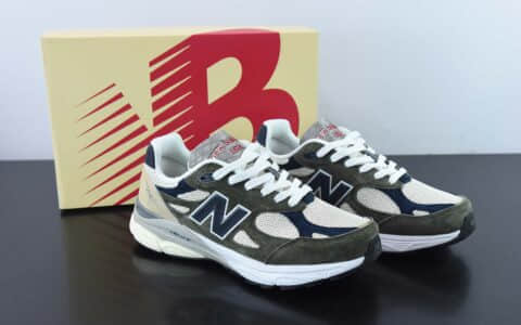 新百伦New Balance Made in USA M990V3 三代系列橄榄绿棕海军蓝低帮美产血统经典复古休闲运动百搭老爹跑步鞋纯原版本 货号：M990TO3