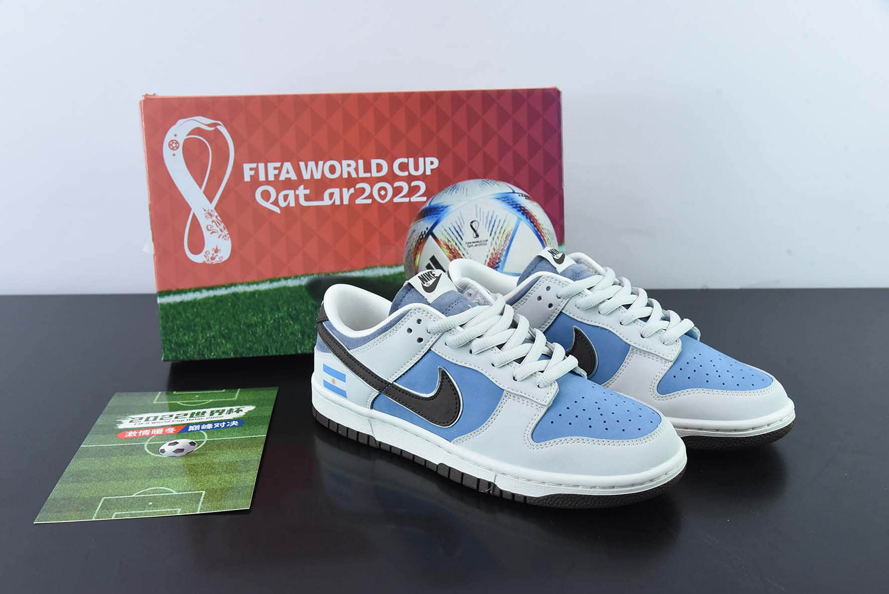 耐克Nike SB Dunk Low Pro 2022世界杯阿根廷冠军纪念版复古低帮闲运动滑板板鞋纯原版本 货号：AT2022-666