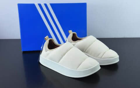 阿迪达斯Adidas Originals Puffylette 米灰白袜套面包鞋保暖一脚蹬板鞋纯原版本 货号：HR1481