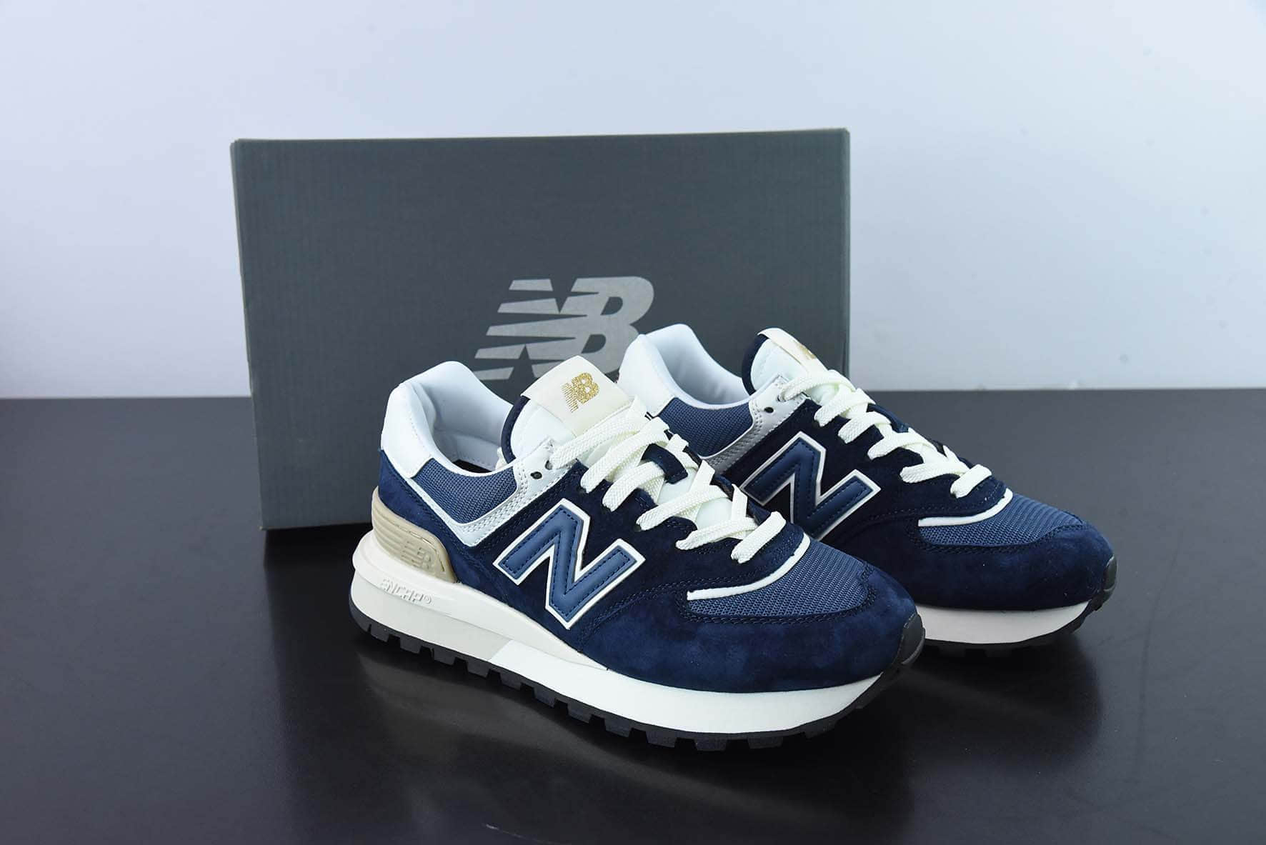 新百伦New Balance U574系列棕白海军蓝低帮复古休闲运动慢跑鞋纯原版本 货号：U574LGBB