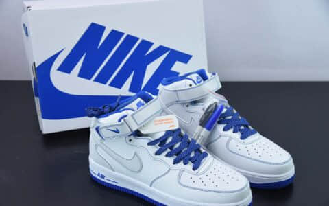 耐克Nike Air Force 1 Mid马克线满天星白蓝配色空军一号中帮休闲板鞋纯原版本 货号：MK0619-233