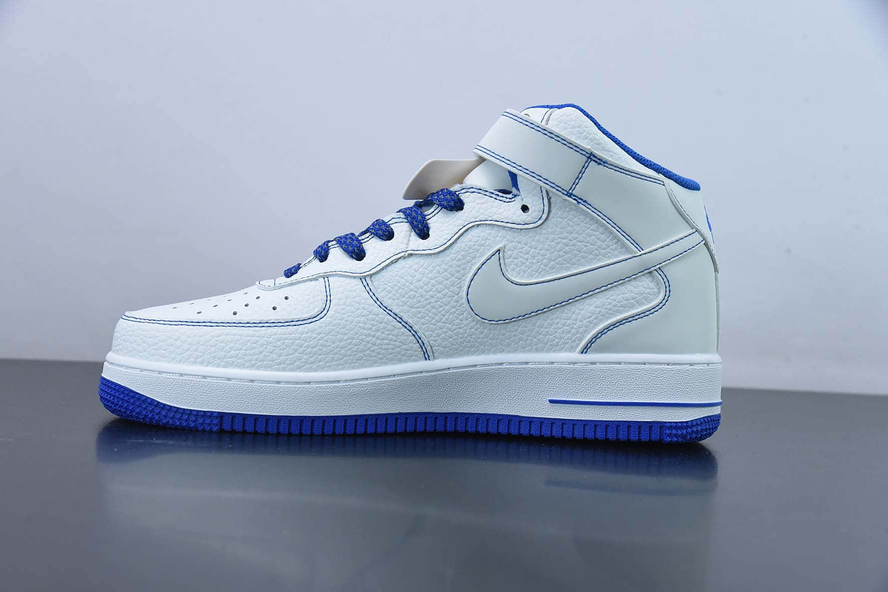 耐克Nike Air Force 1 Mid马克线满天星白蓝配色空军一号中帮休闲板鞋纯原版本 货号：MK0619-233