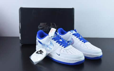 耐克Nike Dior x Nike Air Force 1 07 LV8Dior迪奥联名款白蓝扎染钩子空军一号低帮休闲板鞋纯原版本 货号：DC8873-111