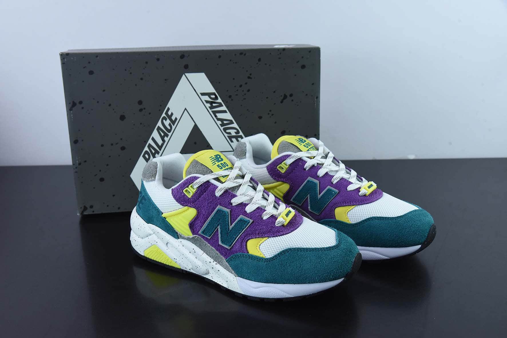 新百伦New Balance CMT580系列荧光绿白紫经典复古休闲运动鞋纯原版本 货号：MT580PC2