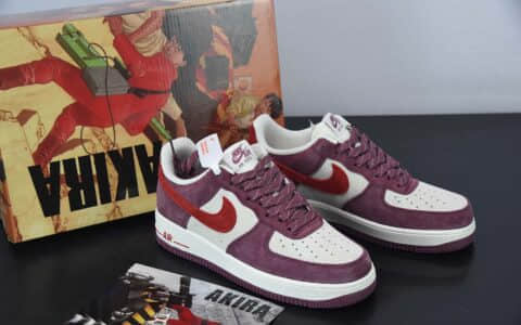 耐克Nike Otomo Katsuhiro x Nike Air Force 1’07 LV8 LowAKIRA大友克洋联名款麂皮酒红米白桔红空军一号休闲板鞋纯原版本 货号：DH3966-923