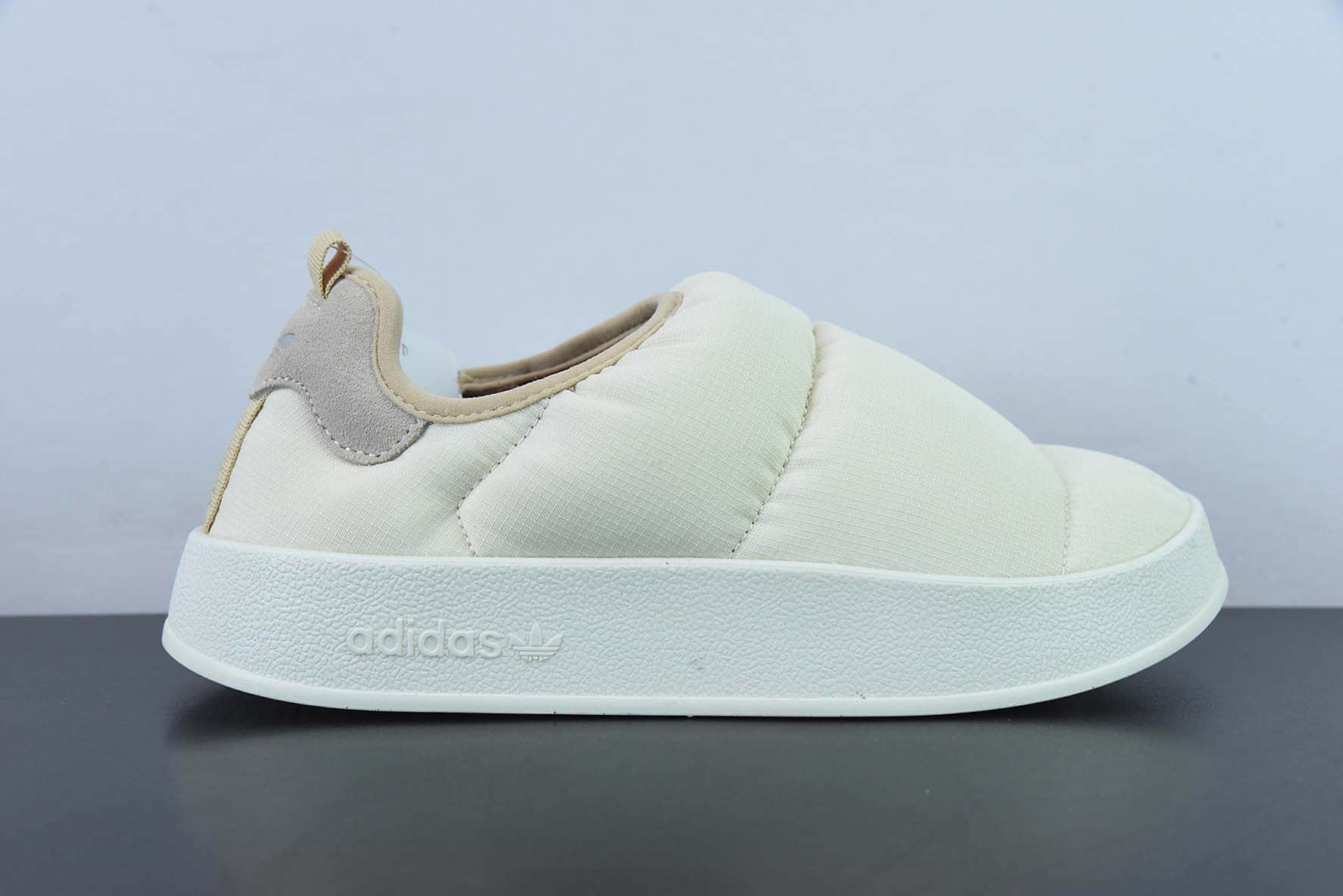 阿迪达斯Adidas Originals Puffylette 米灰白袜套面包鞋保暖一脚蹬板鞋纯原版本 货号：HR1481