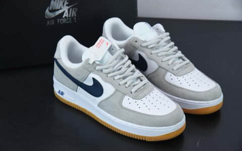 耐克Nike Air Force 1'07 Low 灰蓝深胶麂皮空军一号低帮休闲板鞋纯原版本 货号：AH0289-100