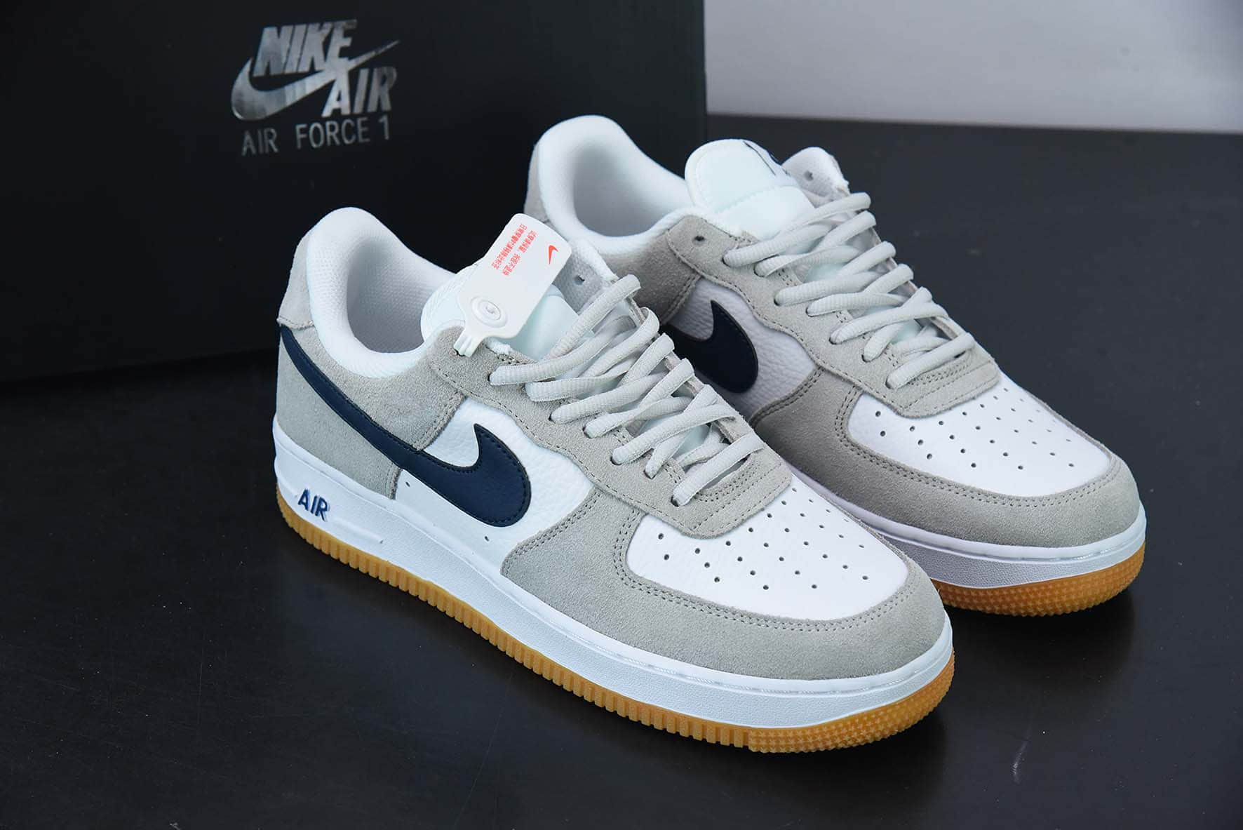 耐克Nike Air Force 1'07 Low 灰蓝深胶麂皮空军一号低帮休闲板鞋纯原版本 货号：AH0289-100