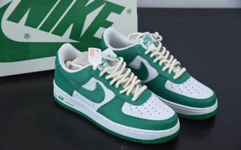 耐克Nike By You Air Force 1'07 Low Retro SP拼接皮革草绿白空军一号低帮休闲板鞋纯原版本 货号：DE0236-011