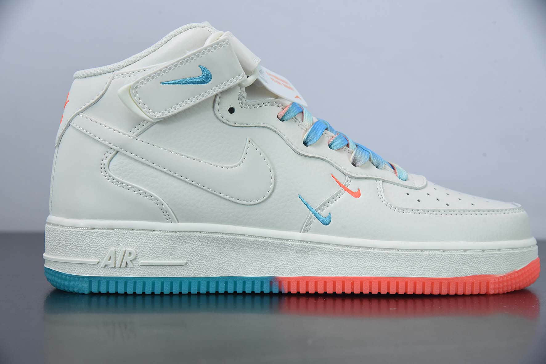 耐克Nike Air Force 1 Mid '07“迈阿密”米橙蓝配色中帮空军一号休闲板鞋纯原版本 货号：MI9663-536