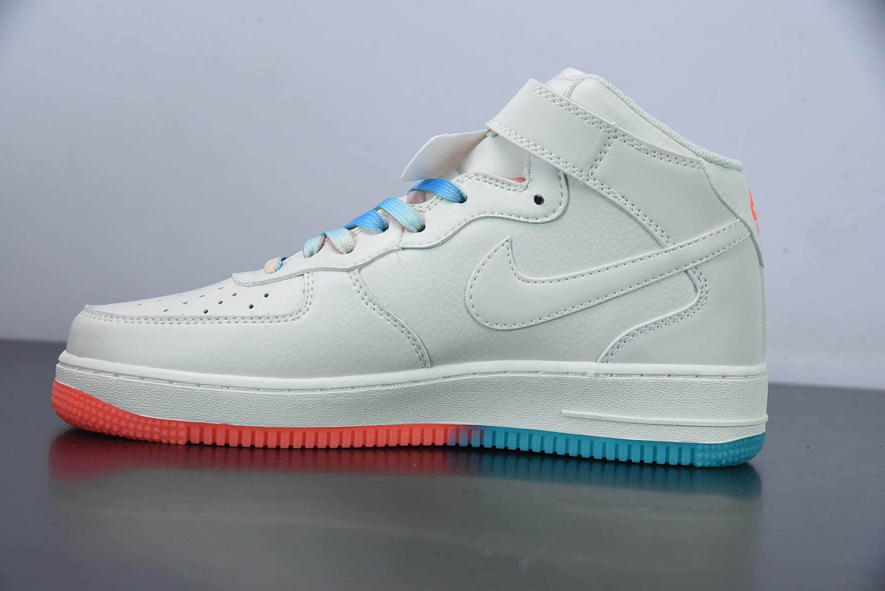 耐克Nike Air Force 1 Mid '07“迈阿密”米橙蓝配色中帮空军一号休闲板鞋纯原版本 货号：MI9663-536