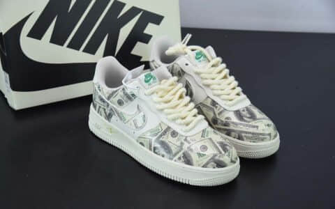 耐克Nike Air Force 1 07 LowUnited States DollarLV皮革米白美金空军一号低帮休闲板鞋纯原版本 货号：CW1188-555