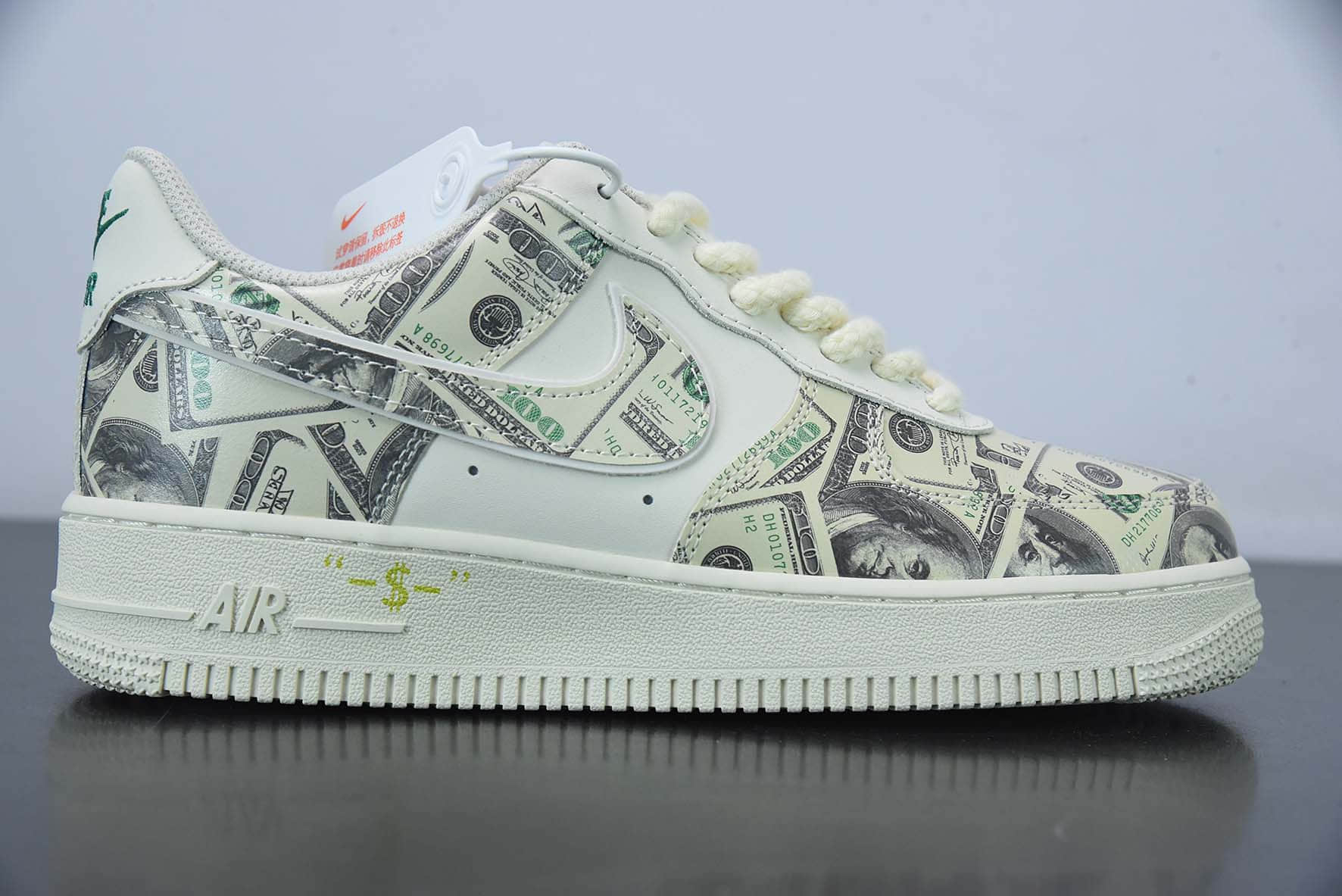 耐克Nike Air Force 1 07 LowUnited States DollarLV皮革米白美金空军一号低帮休闲板鞋纯原版本 货号：CW1188-555