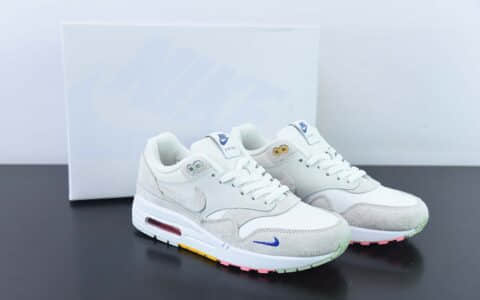 耐克Nike Wmns Air Max 1 PremiumPom Pom Polka Dot灰白毛球初代复古气垫百搭休闲运动慢跑鞋纯原版本 货号：FB4959-121