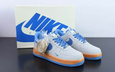 耐克Nike BALENCIAGA x Nike Air Force 1’07 LowGreyBlue巴黎世家联名款深灰宝蓝小钩空军一号经典低帮百搭休闲运动板鞋纯原版本 货号：315122-012