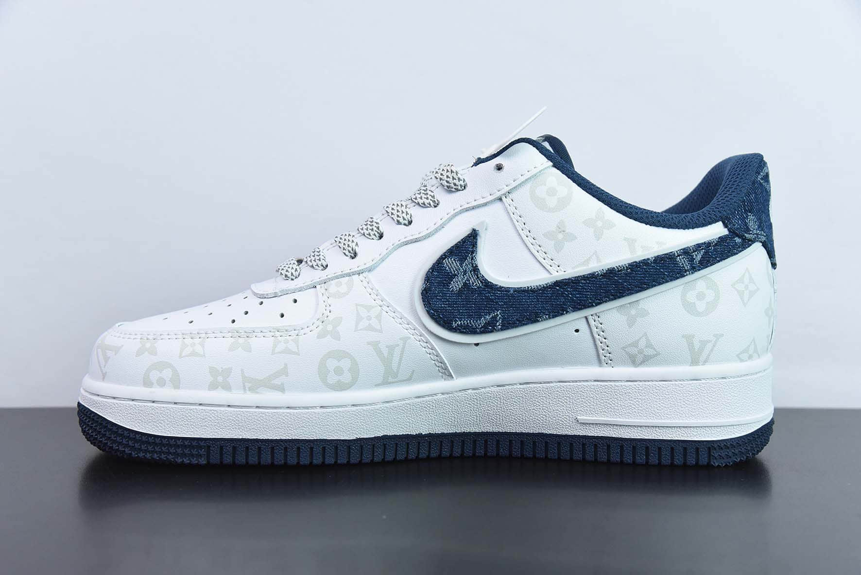 耐克Nike Air Force 1 07 “皮革白牛仔深蓝灰LV联名空军一号低帮休闲板鞋纯原版本 货号：DR9868-600