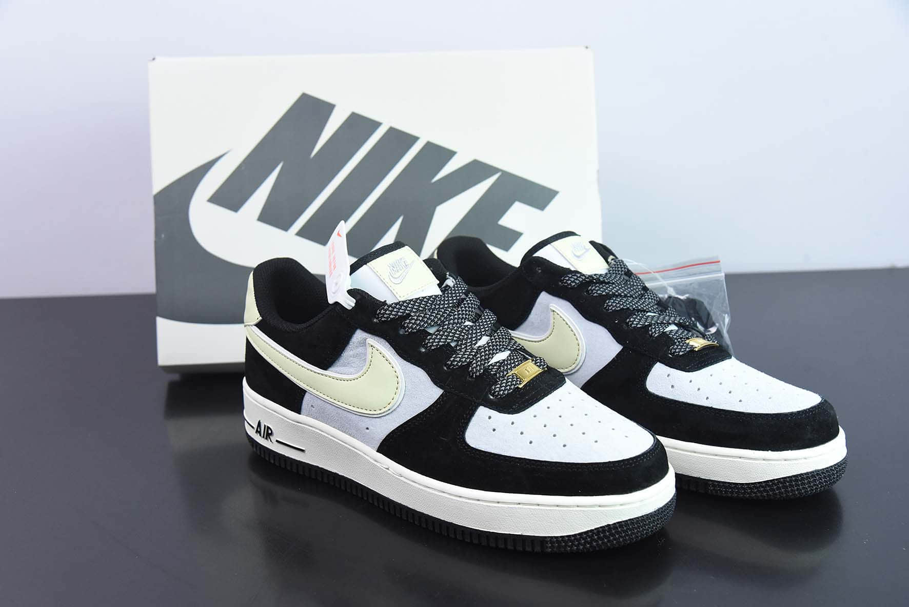 耐克NIke Air Force 1 '07 Low黑灰麂皮奶油空军一号低帮休闲板鞋纯原版本 货号：DE0023-806 