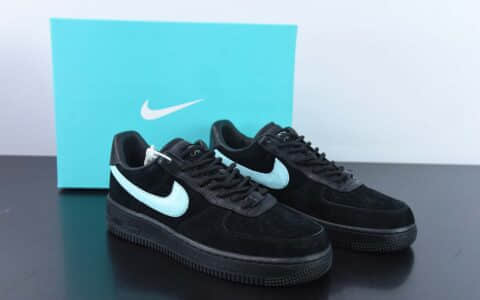 耐克Nike Tiffany & CO x Nk Air Force 1 Low 1837 詹姆斯同款蒂芙尼黑蓝联名空军一号低帮板鞋纯原版本 货号：DZ1382-001