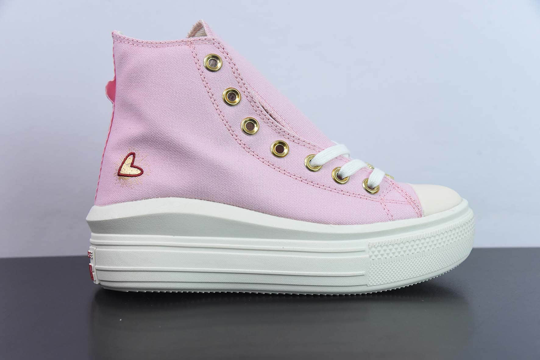 匡威 Converse Chuck Taylor All Star Move 情人节女款粉红高帮帆布鞋纯原版本 货号：A05140C