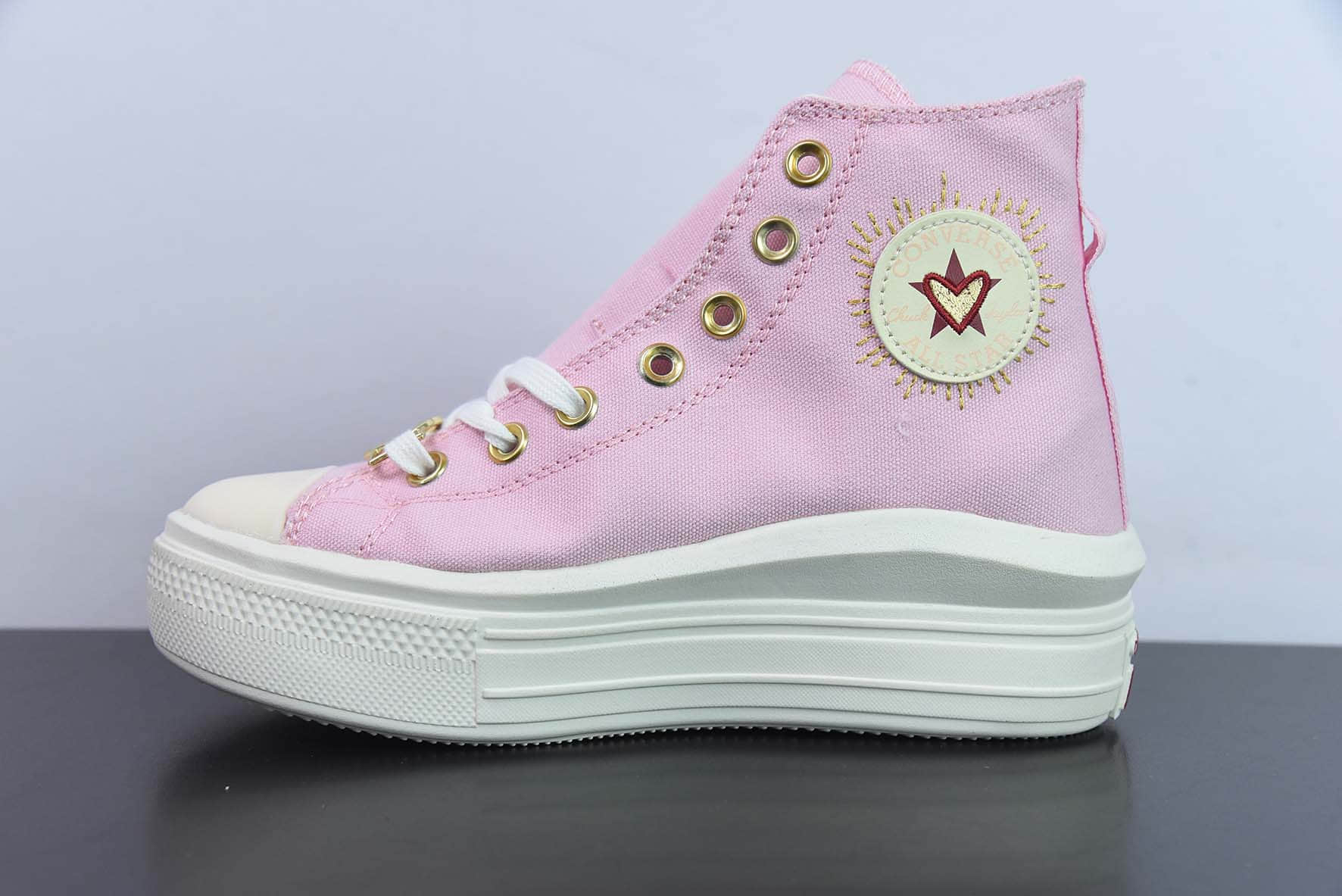 匡威 Converse Chuck Taylor All Star Move 情人节女款粉红高帮帆布鞋纯原版本 货号：A05140C