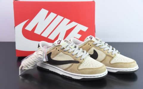 耐克Nike Sony PlayStation 5 x Travis Scott x SB Dunk Low PS5 米黄倒钩SB低帮休闲滑板鞋纯原版本 货号：CU1726-666