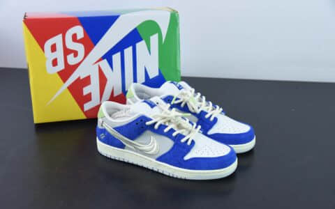 耐克Nike Fly Streetwear x NK SB Dunk Low Dunk 灰蓝SB休闲低帮板鞋纯原版本 货号：DQ5130-400