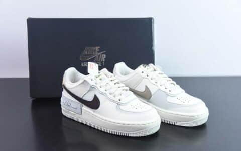 耐克Nike WMNS Air Force 1 ShadowPython马卡龙系列蛋糕奶米白深棕鸳鸯钩子空军一号轻量增高低帮百搭板鞋纯原版本 货号：FD0804-100