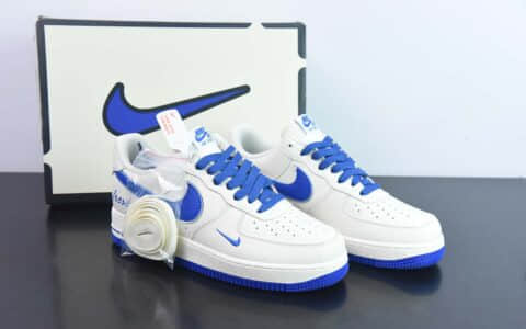 耐克Nike Air Force 1’07 LowWhiteRoyal BlueSilver皮革白皇家蓝银小钩空军一号低帮休闲板鞋纯原版本 货号：BM1996-077