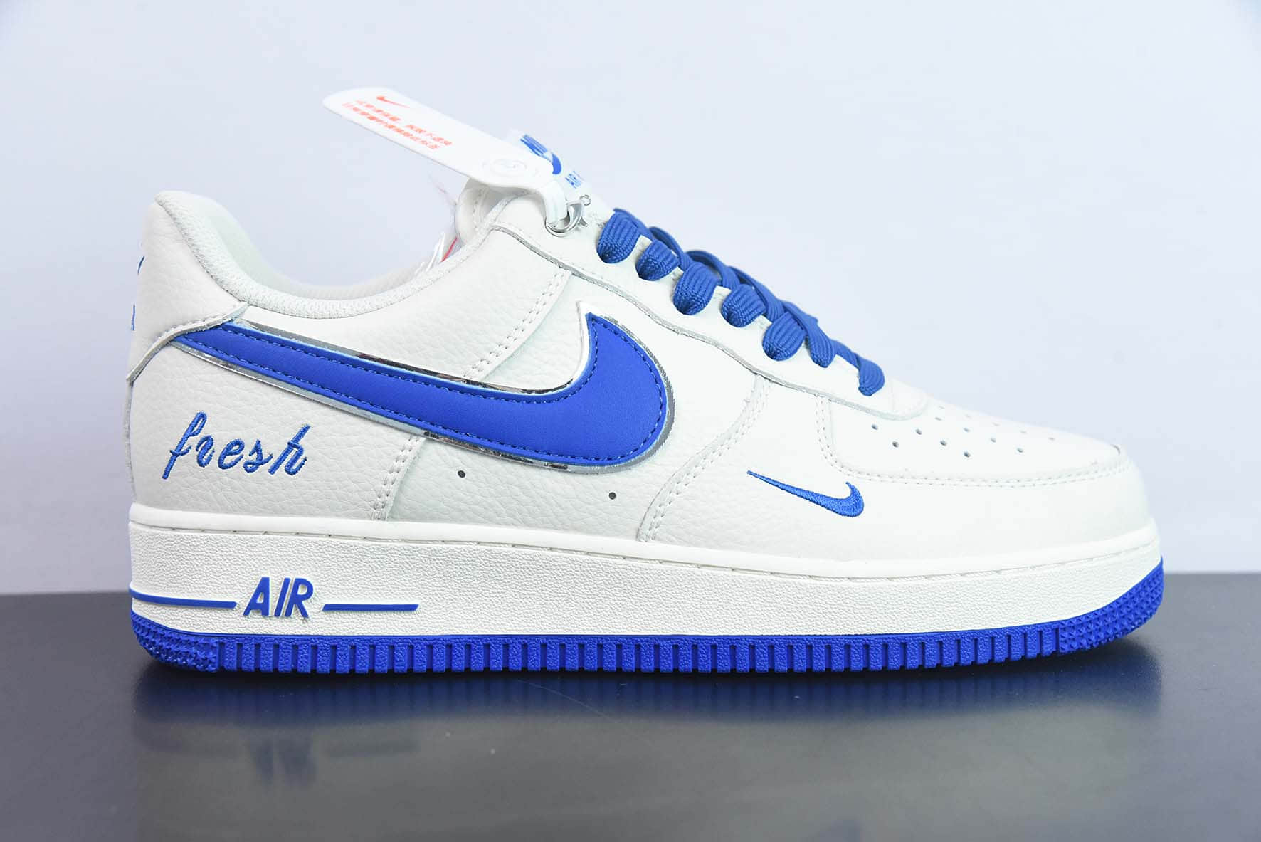 耐克Nike Air Force 1’07 LowWhiteRoyal BlueSilver皮革白皇家蓝银小钩空军一号低帮休闲板鞋纯原版本 货号：BM1996-077