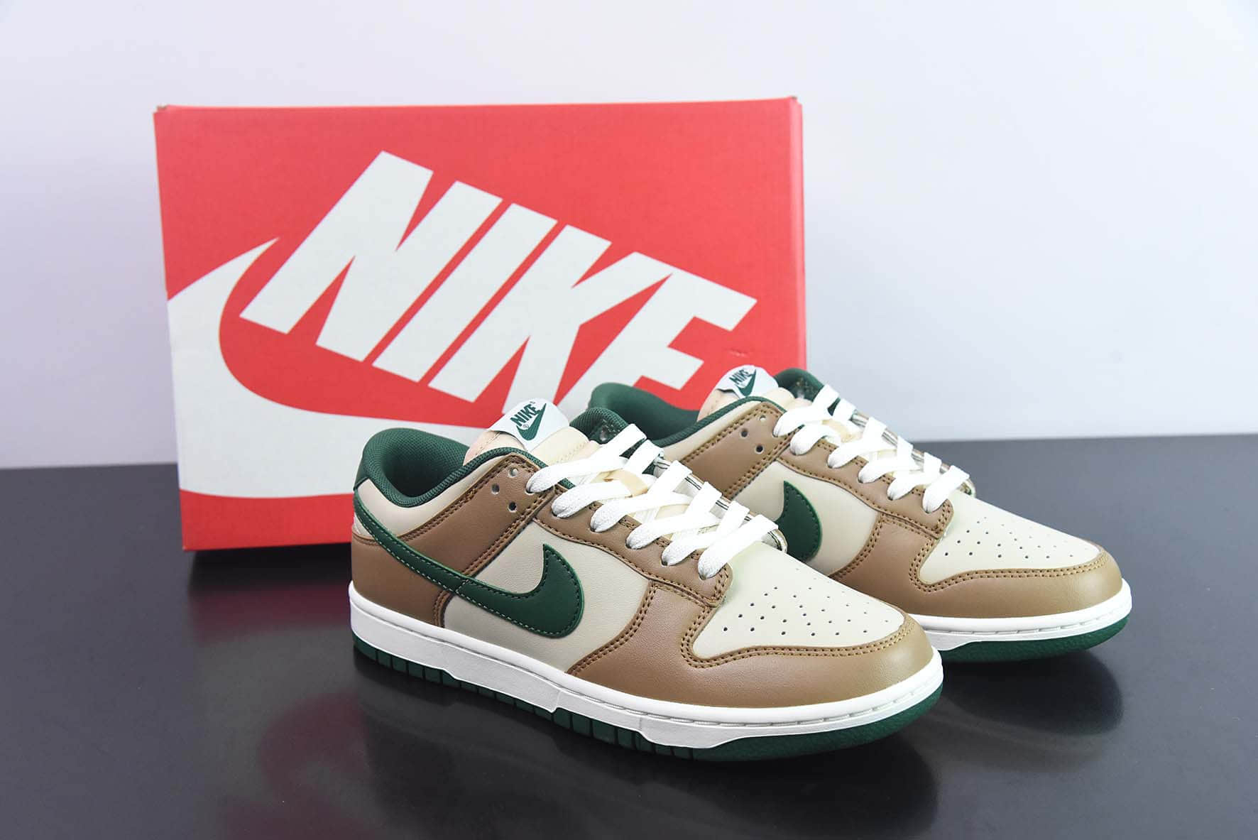 耐克Nike Dunk Low “Brown Green”米棕绿色低帮休闲滑板鞋纯原版本 货号：FB7160-231