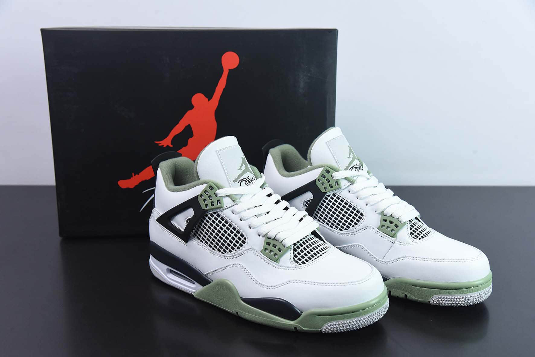 乔丹Air Jordan 4 Retro Oil GreedAJ4复刻鼠尾草海盐白绿黑男子文化篮球鞋纯原版本 货号：AQ9129-103