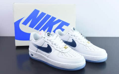 耐克Nike By You Air Force 1'07 Low Retro SP “皮革白深蓝渐变钩子”空军一号低帮休闲板鞋纯原版本 货号：CO3363-366