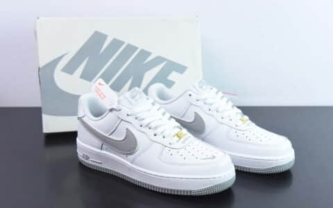 耐克Nike Air Force 1灰白刺绣小勾空军一号低帮休闲运动板鞋纯原版本 货号：CV5696-961