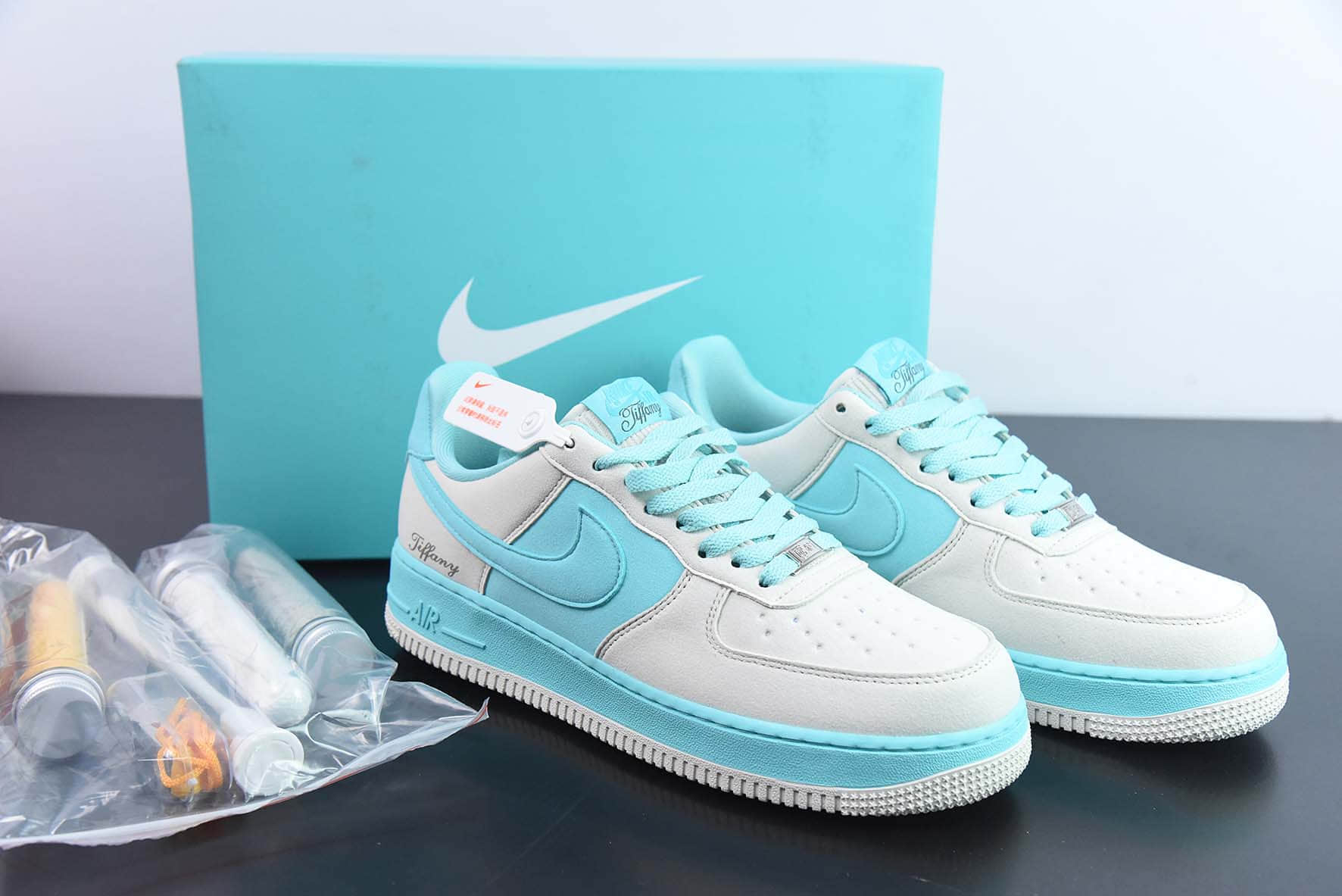 耐克Nike X TIFFANY & CO.AIR Force 1 1837蒂芙尼联名蓝灰空军一号低帮百搭休闲运动板鞋纯原版本 货号：DZ1382-003 